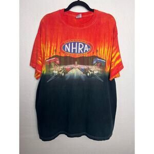Jerzees Vintage NHRA Drag Racing Two Toned Tie Dye Short Sleeve T-Shirt Size 2X